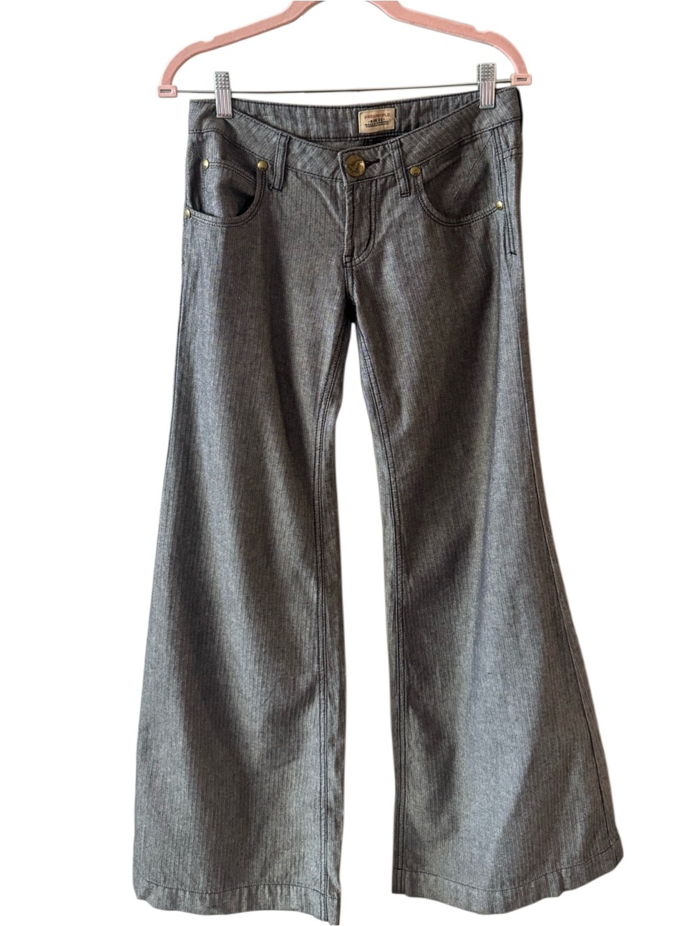 Free People Charcoal Gray Wide-Leg Flare Jeans